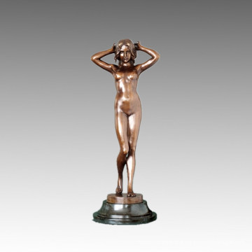 Nude Statue Pretty Maid Escultura de Bronze, Pitta Luga TPE-403